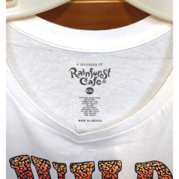 Vintage Rainforest Cafe Nashville Logo T-Shirt White Glitter WILD XXL 90s - Picture 4 of 8